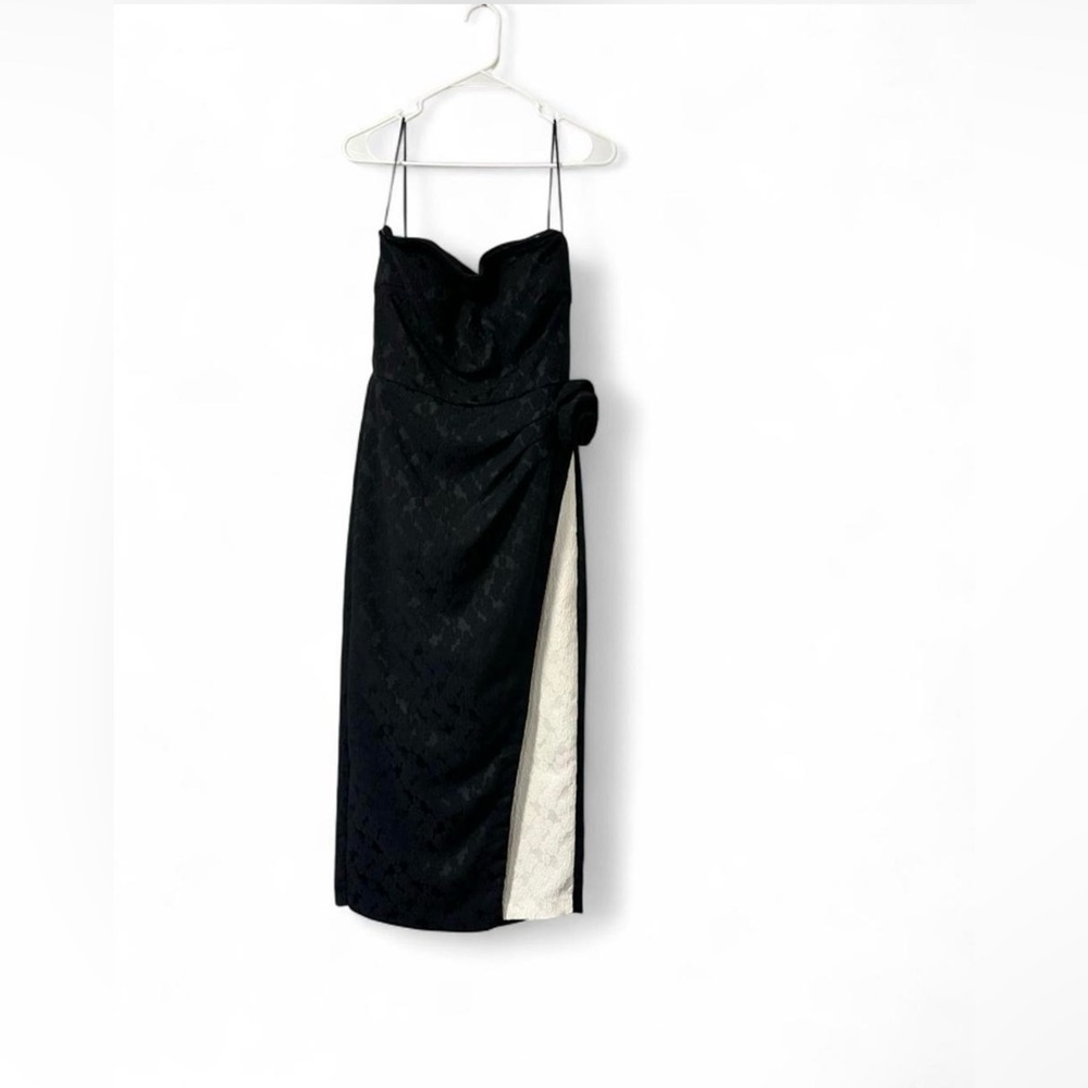 Maison Tara Black and Cream Strapless Dress. Size 10